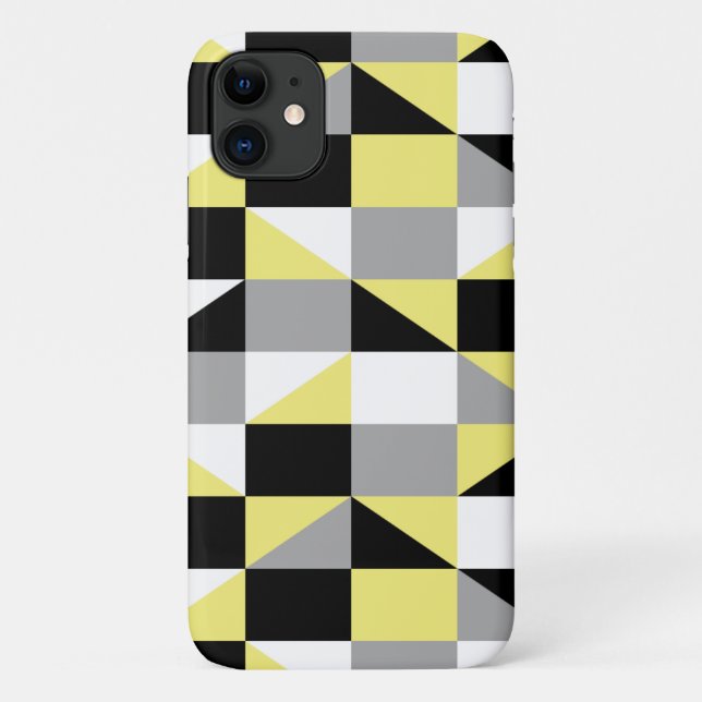 Modern Geometric Black Yellow Grey Pattern Case-Mate iPhone Case (Back)