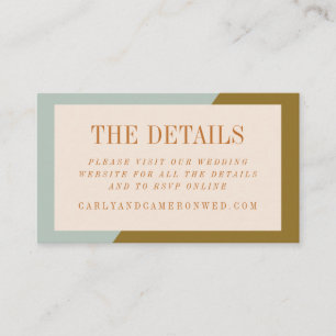 Modern Geometric Blue and Olive Wedding Website Enclosure Card