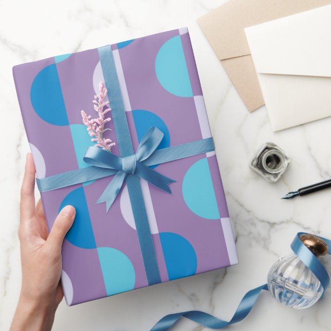 Modern Geometric, blue and purple pattern Wrapping Paper (Gifting)