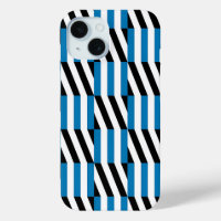Modern Geometric Blue Black and White Op Art