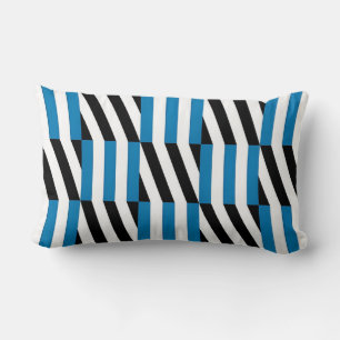Modern Geometric Blue Black and White Op Art  Lumbar Cushion