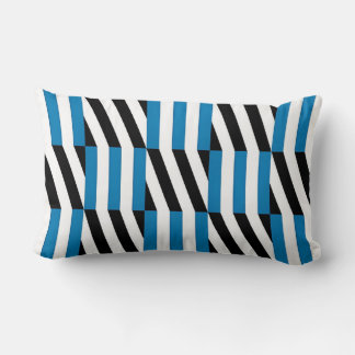 Modern Geometric Blue Black and White Op Art  Lumbar Cushion