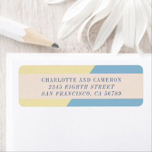 Modern Geometric Blue Butter Yellow Return Address Label