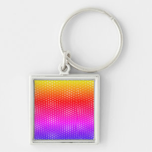 Modern Geometric Blue Dot Pattern Key Ring