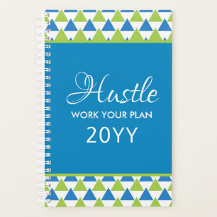 Modern Geometric Blue Green Triangles Hustle 2019 Planner