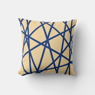 Modern Geometric Blue Pastel Pink Lines Abstract Cushion