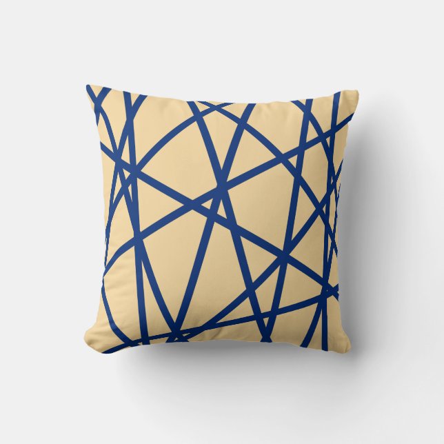 Modern Geometric Blue Pastel Pink Lines Abstract Cushion (Front)