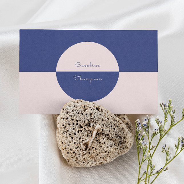 Modern Geometric Blue & Pink  Business Card (Creator Uploaded)