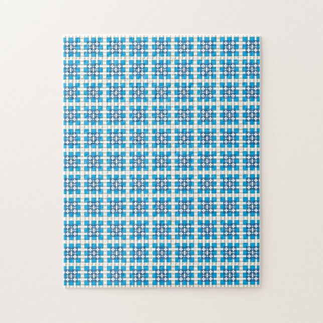 Modern geometric blue SEA squares pattern Jigsaw Puzzle (Vertical)