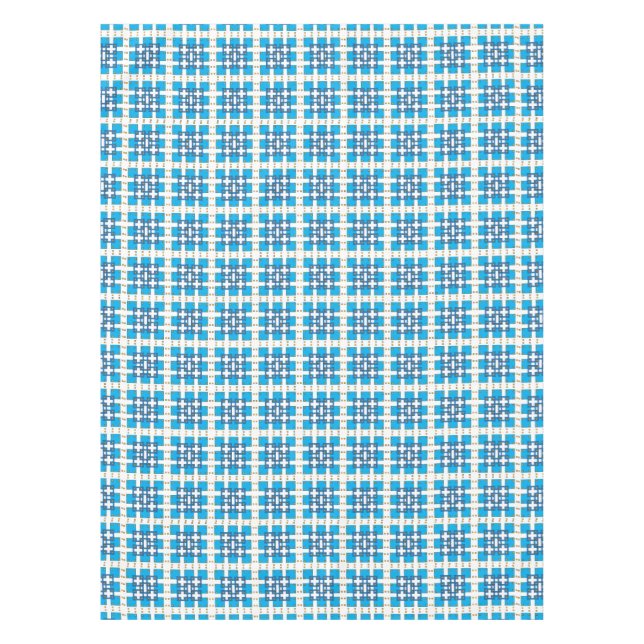 Modern geometric blue SEA squares pattern Tablecloth (Front)