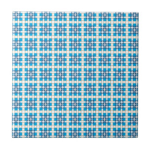 Modern geometric blue SEA squares pattern Tile