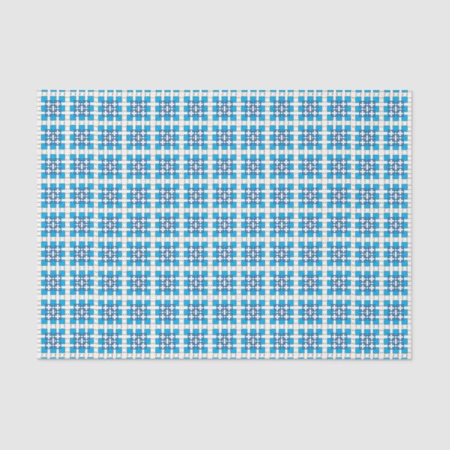 Modern geometric blue SEA squares pattern Tissue Paper (Front)