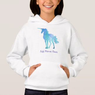 Modern Geometric Blue Unicorn With Name