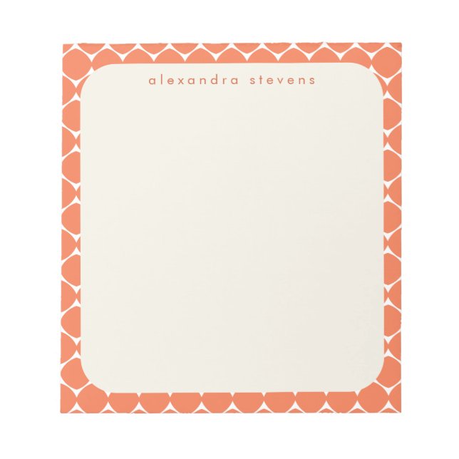 Modern Geometric Border Orange Personalised Name Notepad (Front)