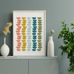 Modern Geometric Bowls Design in Earth Tones Poster<br><div class="desc">A fun,  modern geometric pattern of rows of half circles reminiscent of kitchen bowls - in a lovely color palette of blue,  teal,  coral,  and sage green.</div>