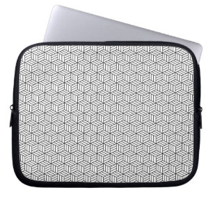 Modern Geometric Box Lines Square Black and White  Laptop Sleeve
