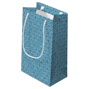 Modern Geometric Box Lines Square Light Blue Small Gift Bag