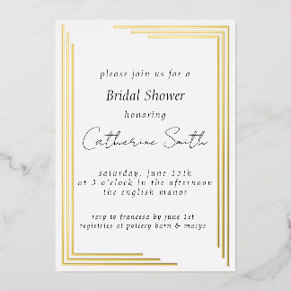 Modern Geometric Bridal Shower Foil Invitation