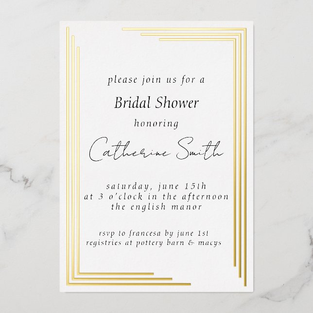 Modern Geometric Bridal Shower Foil Invitation (Front)
