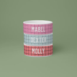 Modern Geometric Bright Pink Check Simple Bowl