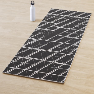 Modern Geometric Cage Yoga Mat   Black & White Min