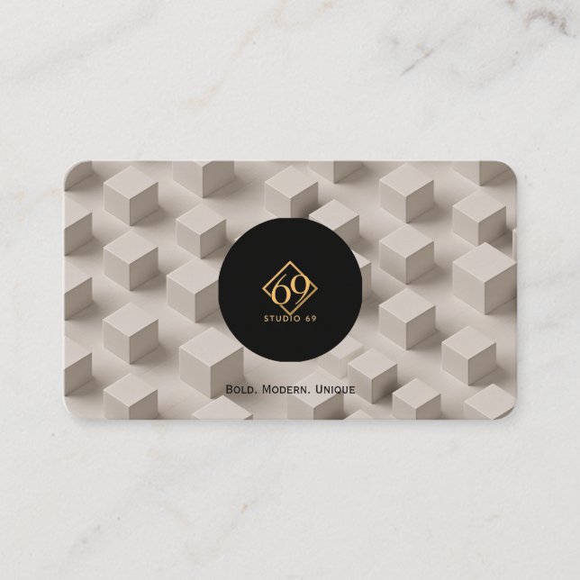 Modern Geometric Calling Card with Custom Logo&QR (Front)
