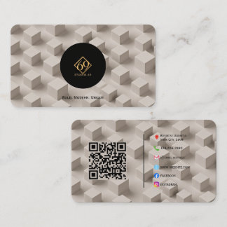 Modern Geometric Calling Card with Custom Logo&QR
