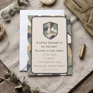 Modern Geometric Camo Military Invitation