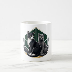 Modern Geometric Cat watercolor ceramic coffee mug