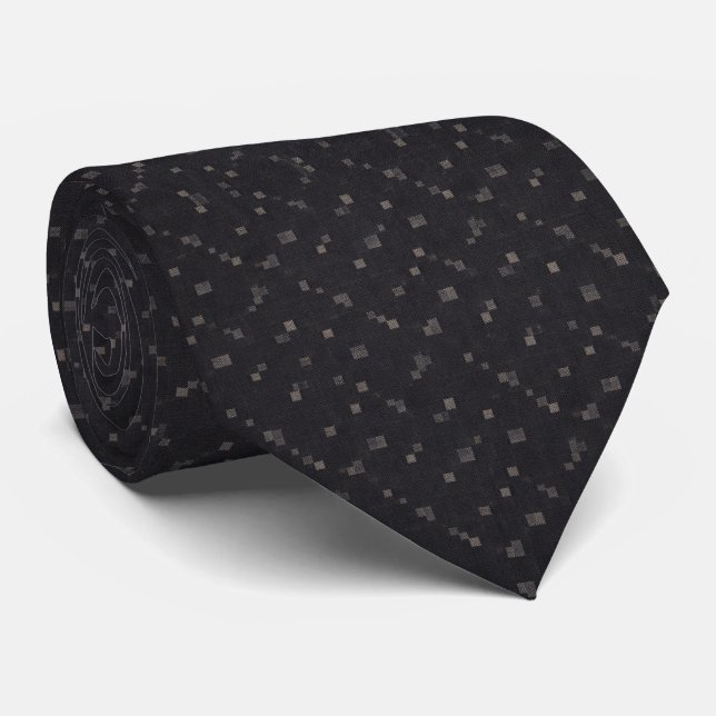 Modern Geometric Charcoal Grey Tie (Rolled)