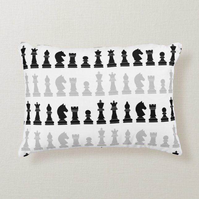 Modern Geometric Chess Piece Black White Pattern  Decorative Cushion (Front)
