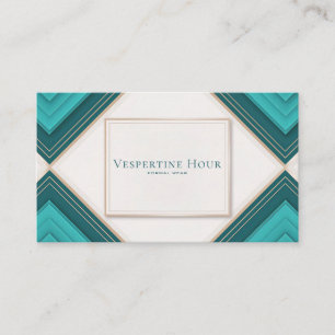 Modern Geometric Chevron Teal and Gold Business Card