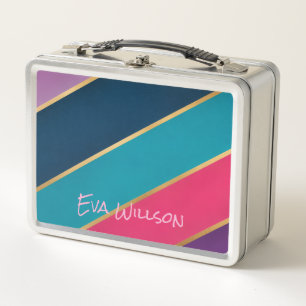 Modern Geometric Chic Personalised Metal Lunchbox