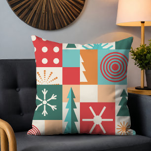 Modern Geometric Christmas Festive Holidays Cushion