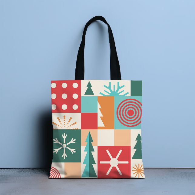 Modern Geometric Christmas Festive Holidays Tote Bag (Creator Uploaded)