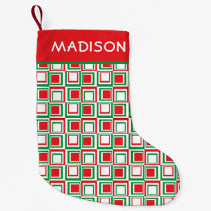Modern Geometric Christmas Holiday Personalised Small Christmas Stocking