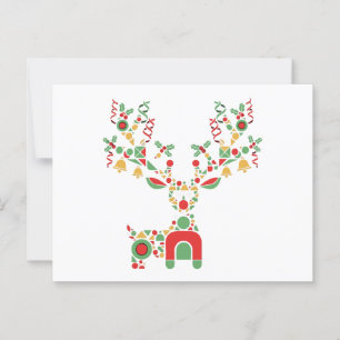 Modern Geometric Christmas Reindeer Festive Postcard