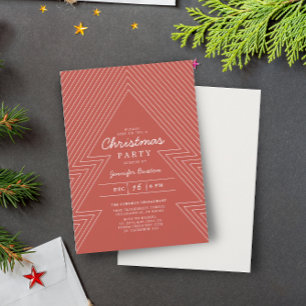 Modern Geometric Christmas Rust Holiday Party Invitation