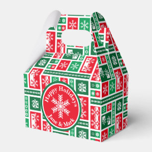 Modern Geometric Christmas Snowflakes Pattern Favour Box