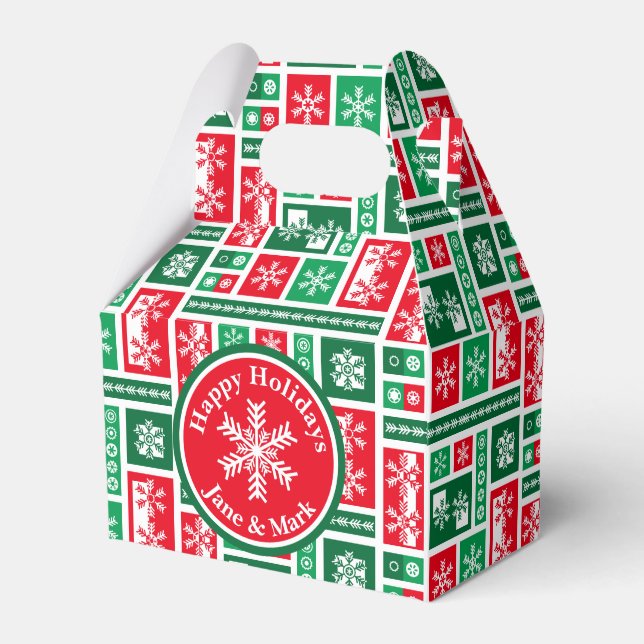 Modern Geometric Christmas Snowflakes Pattern Favour Box (Front Side)