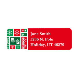 Modern Geometric Christmas Snowflakes Pattern Return Address Label