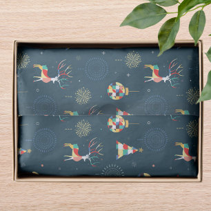 Modern Geometric Christmas Tree Reindeer Tissue Paper