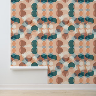Modern Geometric Circle Pattern in Coastal Teal Wallpaper