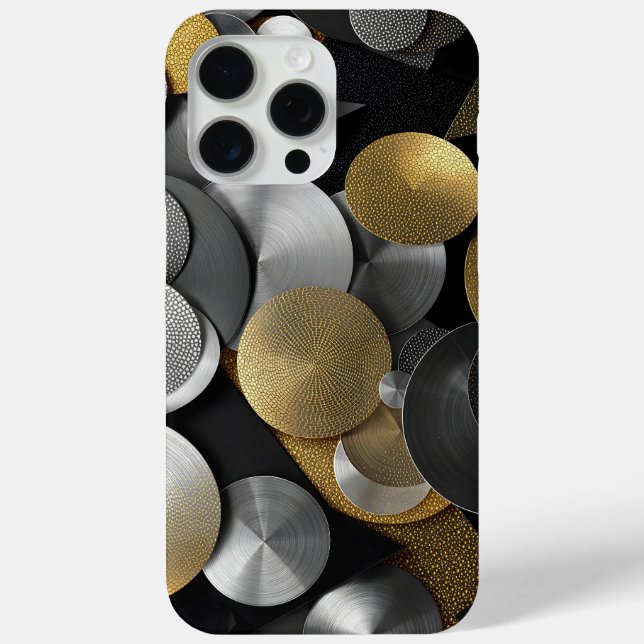 Modern Geometric Circles in Gold and Silver Case-Mate iPhone Case (Back)