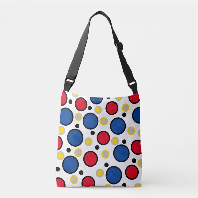 Modern Geometric Circles Red Blue  Crossbody Bag (Front)