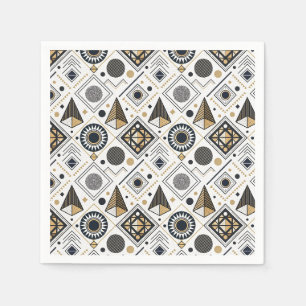 Modern Geometric Circles & Triangles Pattern Art Napkin