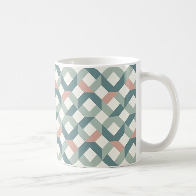 Modern Geometric Coffee Mug - Teal and Coral (Right)