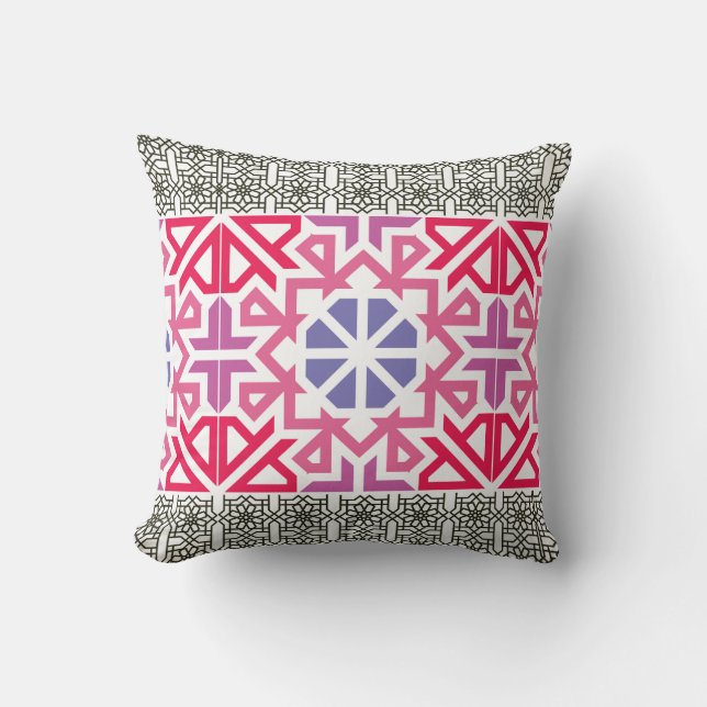 Modern Geometric colorful Boho Pattern Cushion (Front)