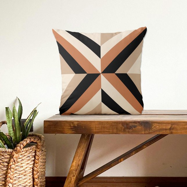Modern Geometric Colour Block Brown Cushion (Creator Uploaded)