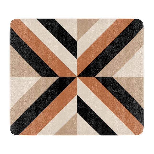 Modern Geometric Colour Block Brown Cutting Board (Front)
